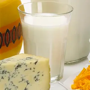 Stock image of milk and cheese