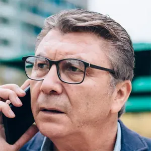 Older man on cell phone
