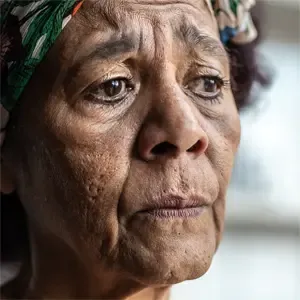 Mature woman looking worried